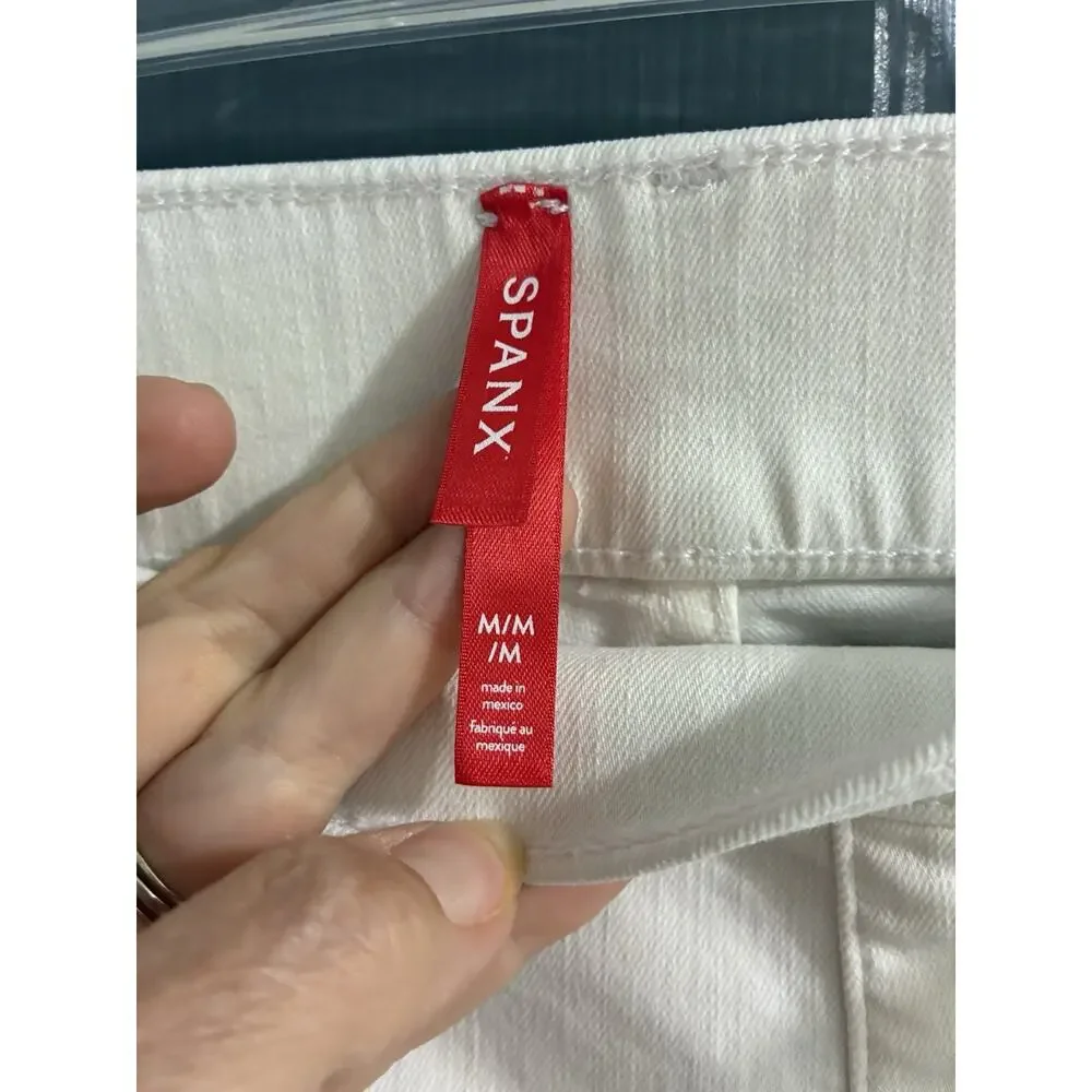 NWT SPANX 20465R Seamed Front Wide Leg in Ecru Wash Pull-on Jeans Medium